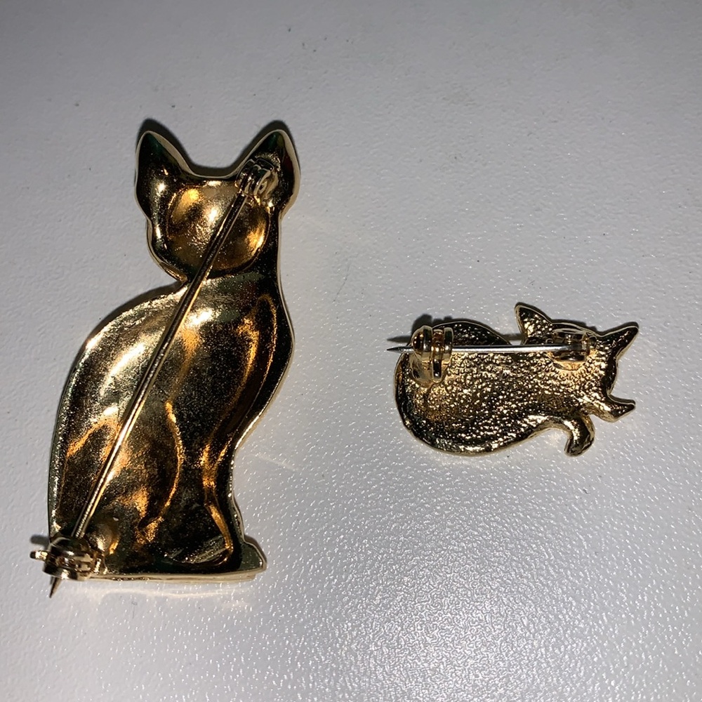 Vintage Gold and Cream Cat Brooch bundle - Picture 3 of 6